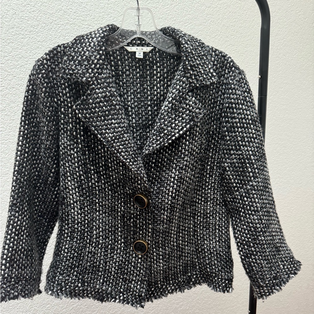 CAbi Black and White Textured Blazer